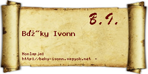 Béky Ivonn névjegykártya